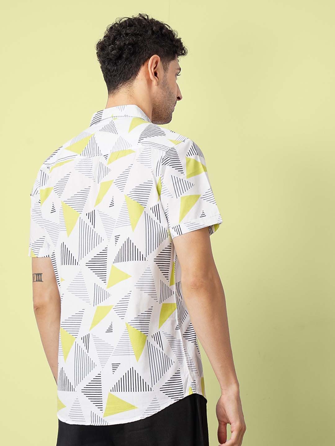 The Indian Garage Co Men Slim Fit Geometric Printed Resortwear Shirt