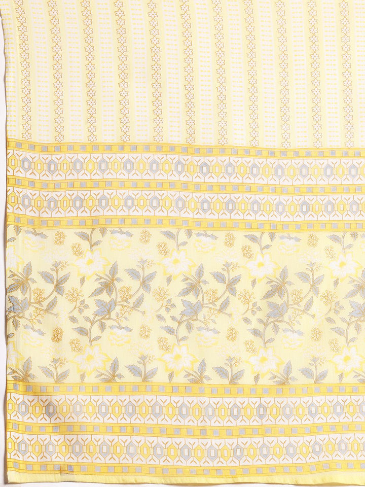 Libas Floral Printed Gotta Patti Pure Cotton Kurta with Palazzos & Dupatta