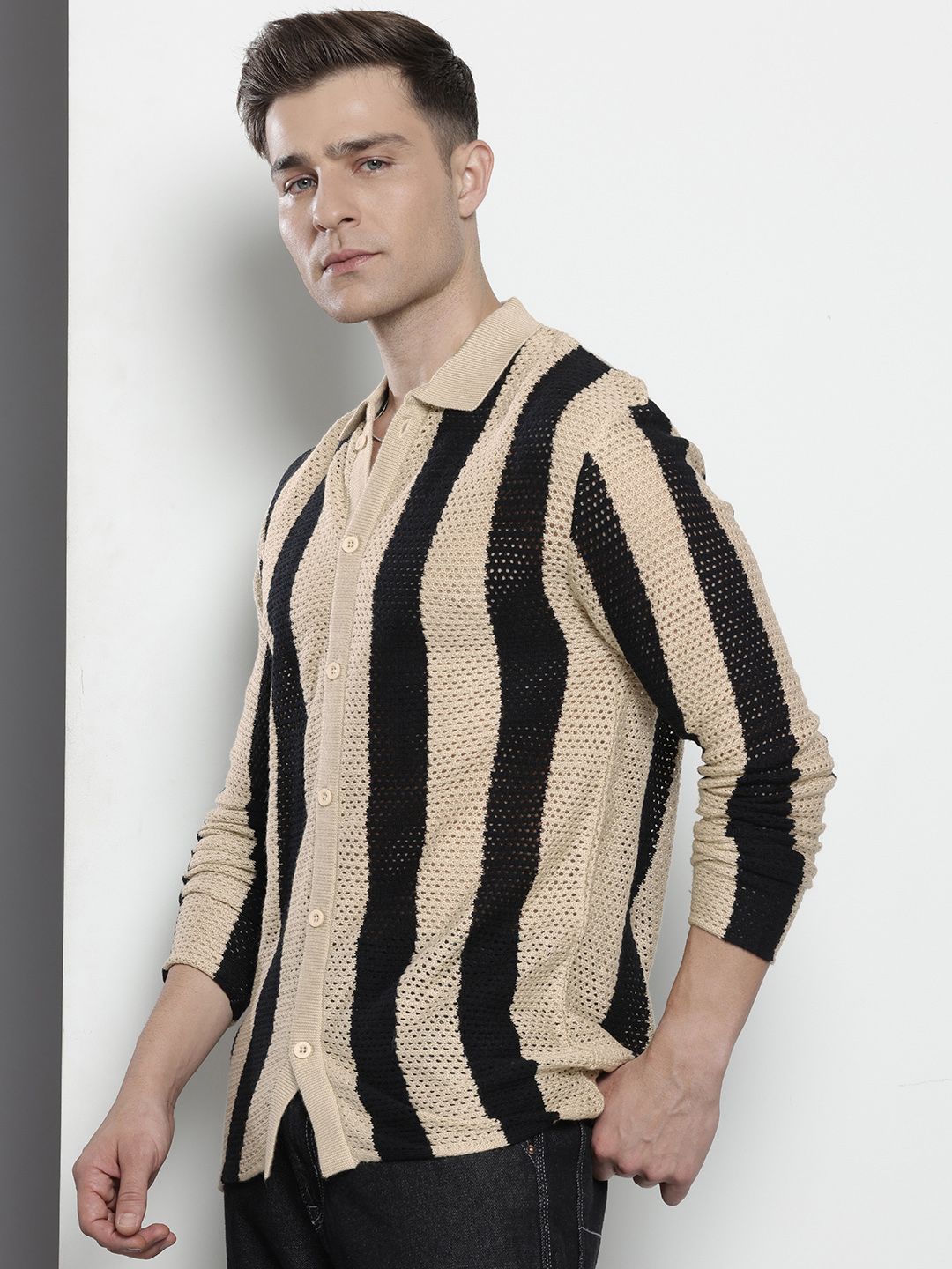 The Indian Garage Co Striped Pure Acrylic Casual Shirt