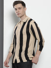 The Indian Garage Co Striped Pure Acrylic Casual Shirt