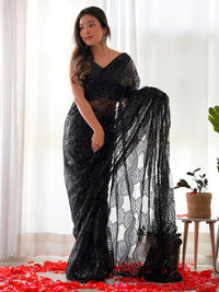Saree mall Embellished Sequinned Net Sarees