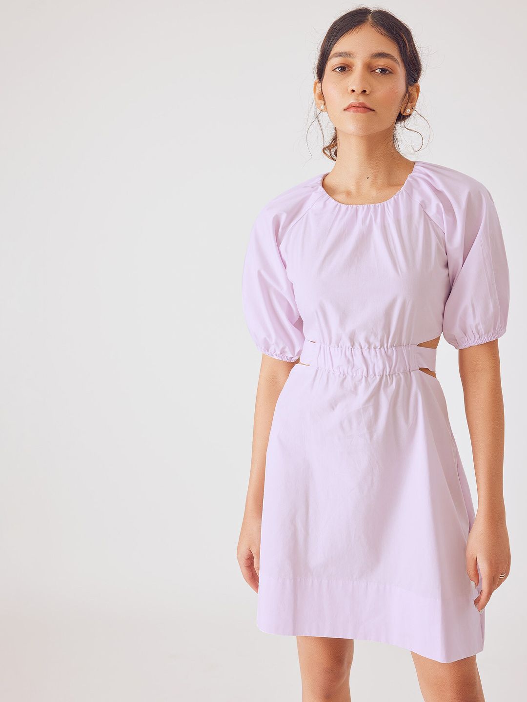 The Label Life Puff Sleeves Cut-Out Detail Dress