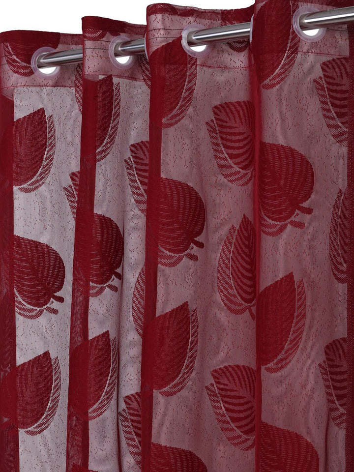 HOSTA HOMES Maroon Floral Window Curtain