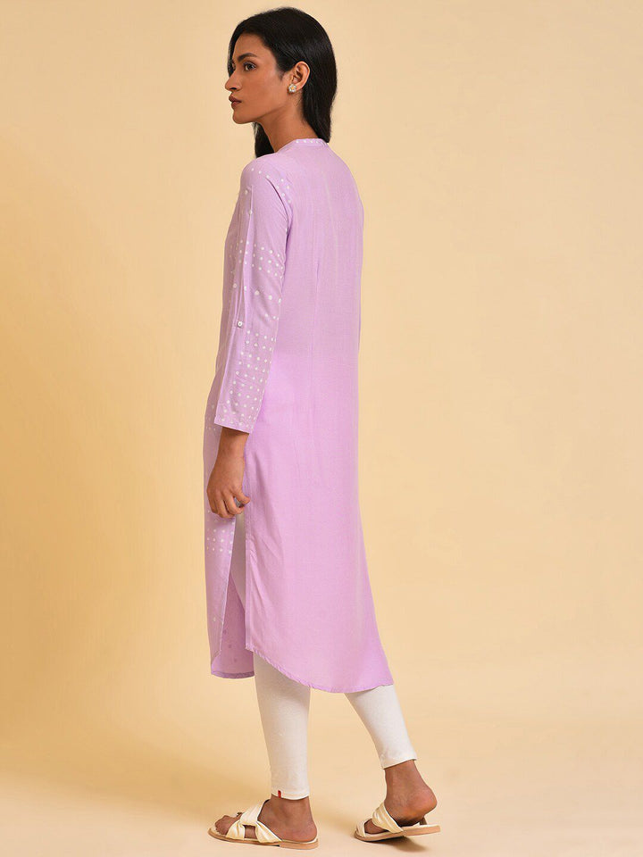 W Women Purple Geometric Thread Work Kurta