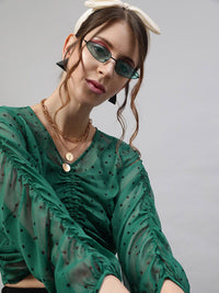 STREET 9 Green Chiffon Printed Top