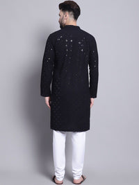 SOJANYA Ethnic Motifs Embroidered Sequined Pure Cotton Kurta with Churidar