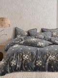 Cortina Glazed Cotton Grey Damask 140 TC King Bedsheet with 2 Pillow Covers