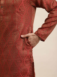 SOJANYA Ethnic Motifs Woven Design Mandarin Collar Regular Kurta With Churidar