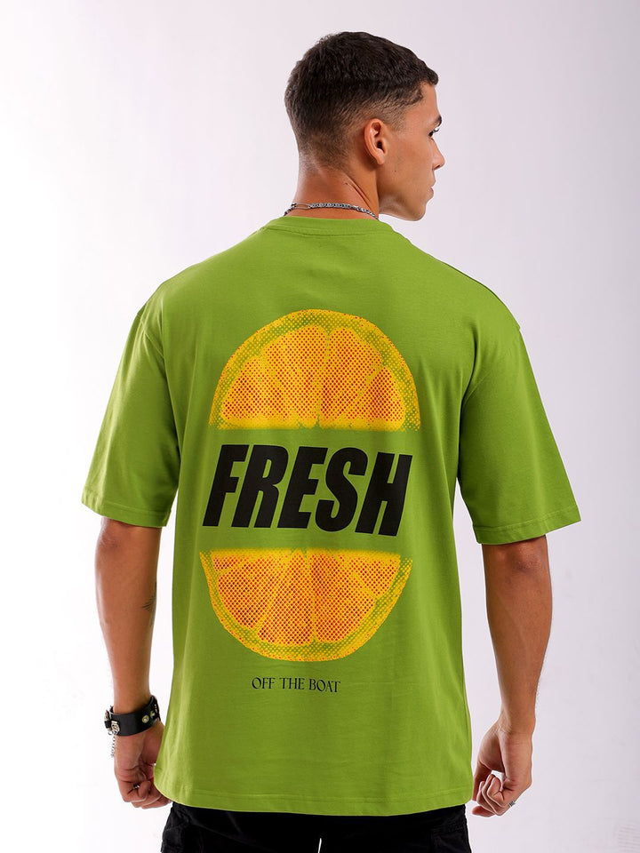 The Indian Garage Co Men Back Printed Boxy Oversized Round Neck T-shirt