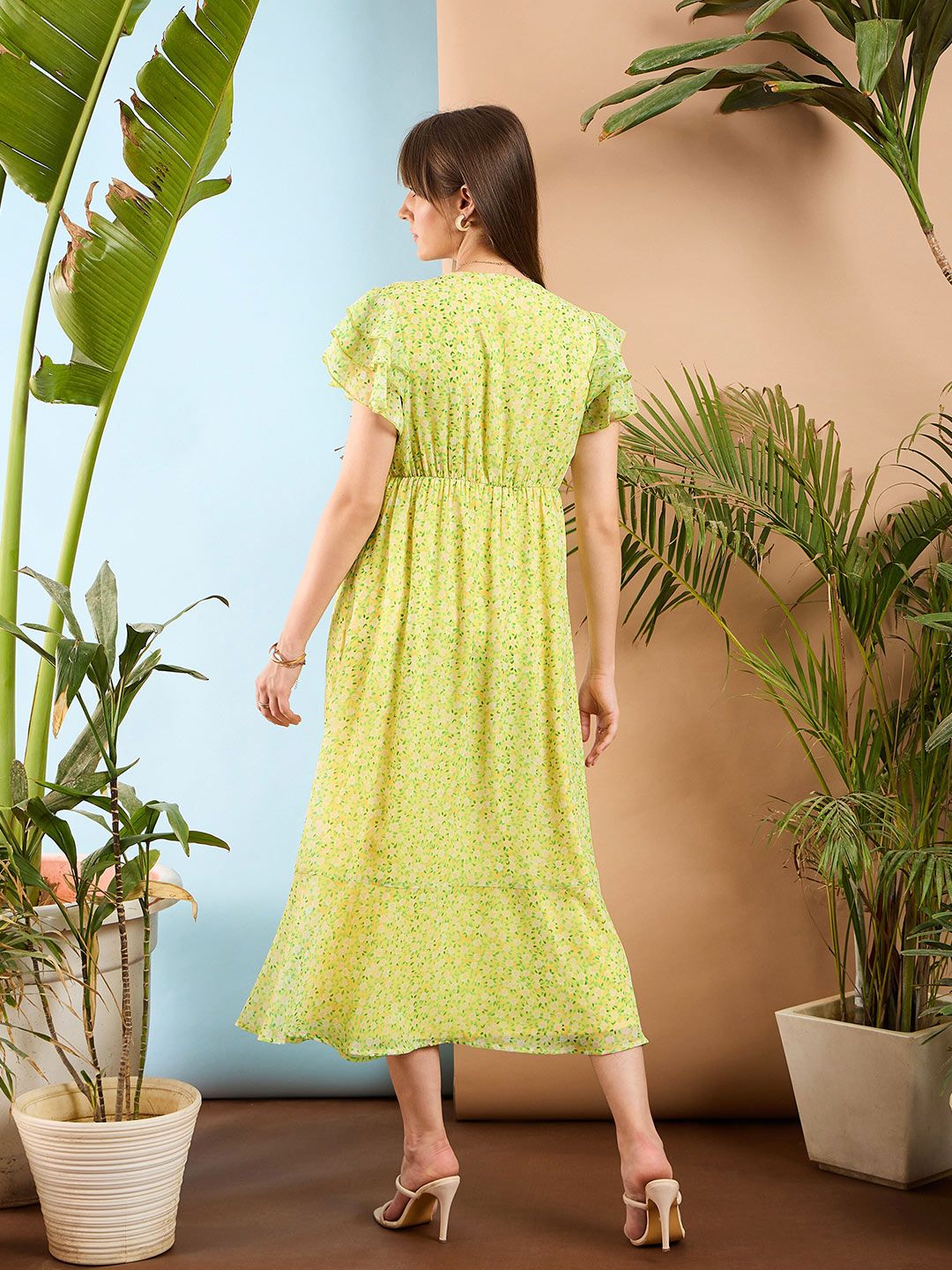 SASSAFRAS Floral A Line Midi Dress