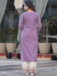 Varanga Ethnic Motifs Printed Sequinned Cotton Straight Kurta
