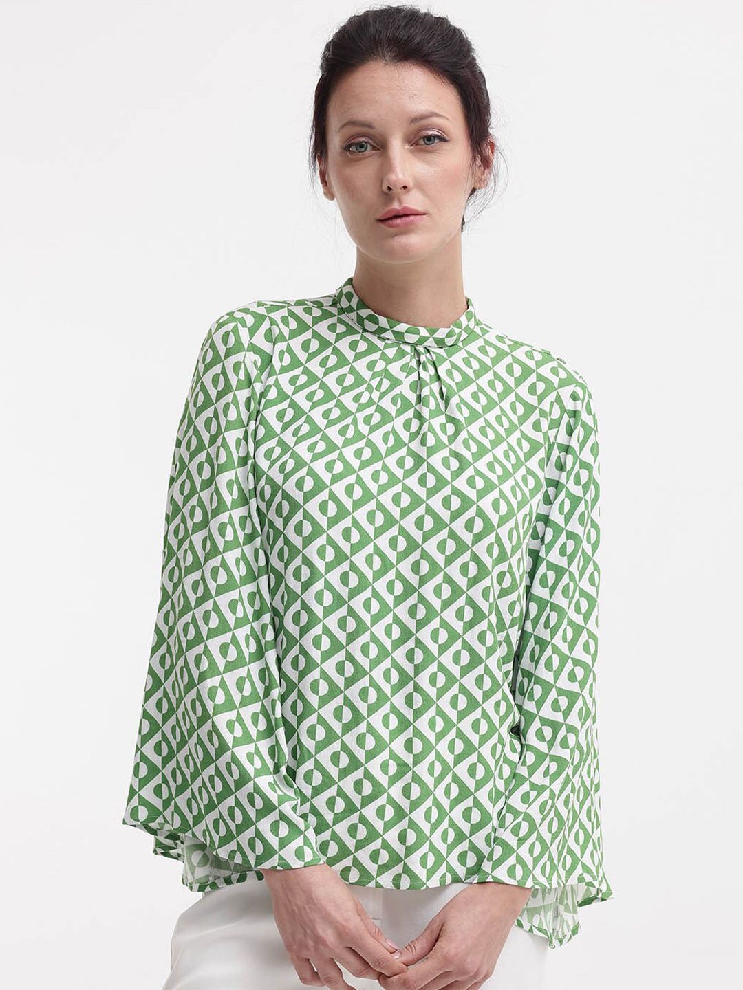 RAREISM Geometric Print Cotton Boxy Top
