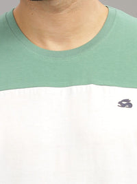 ADRO Colourblocked Regular Fit Cotton T-shirt