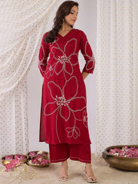 Indo Era Embroidered Three-Quarter Sleeves Tunic With Palazzo