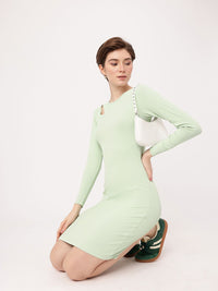 DressBerry Flawless Drape Cut-Out Ribbed Bodycon Midi Dress