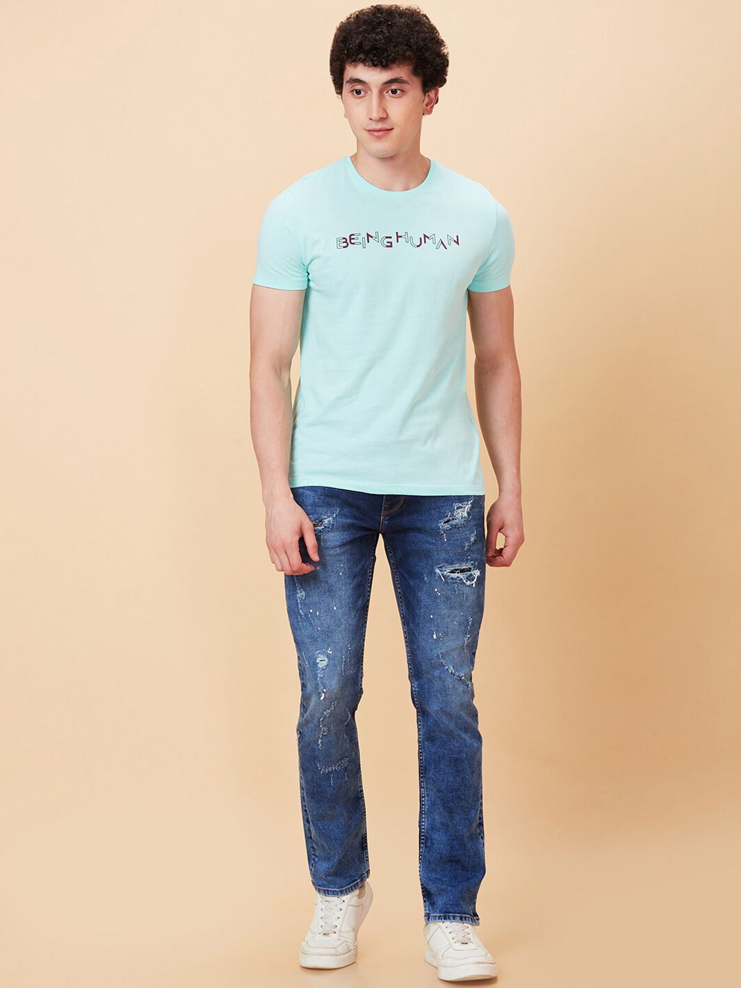 Being Human Men Slim Fit Mildly Distressed Heavy Fade Jeans