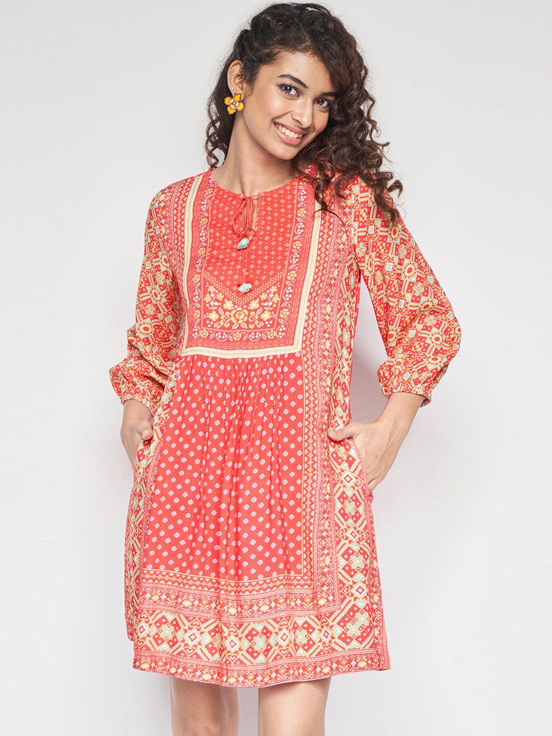 Global Desi Printed A-line Ethnic Dress