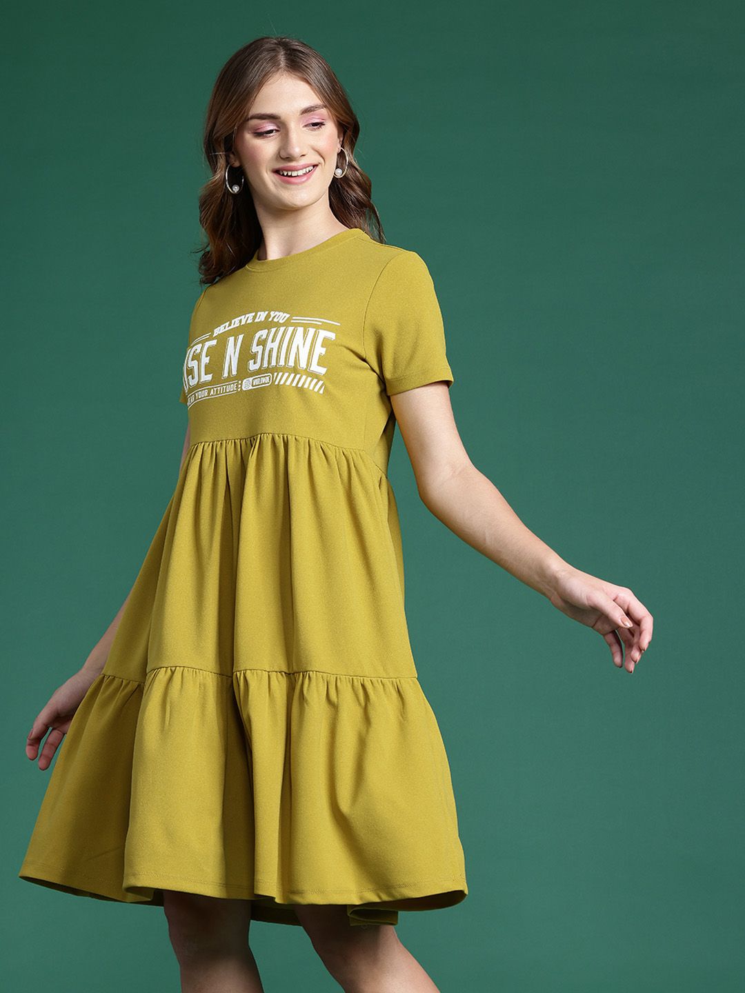 DressBerry Typography Print Fit & Flare Dress