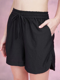 DressBerry Textured Polo Collar Top With Pull On Shorts Co-ords