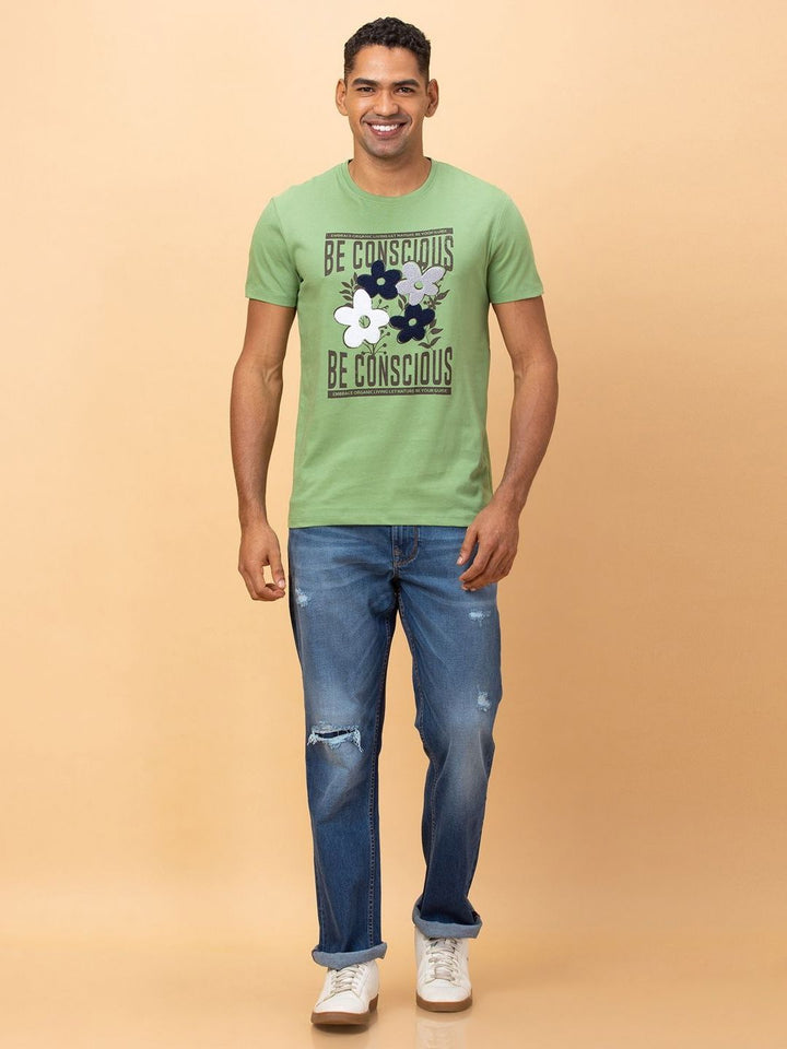 Being Human Men Printed Raw Edge Pure Cotton T-shirt