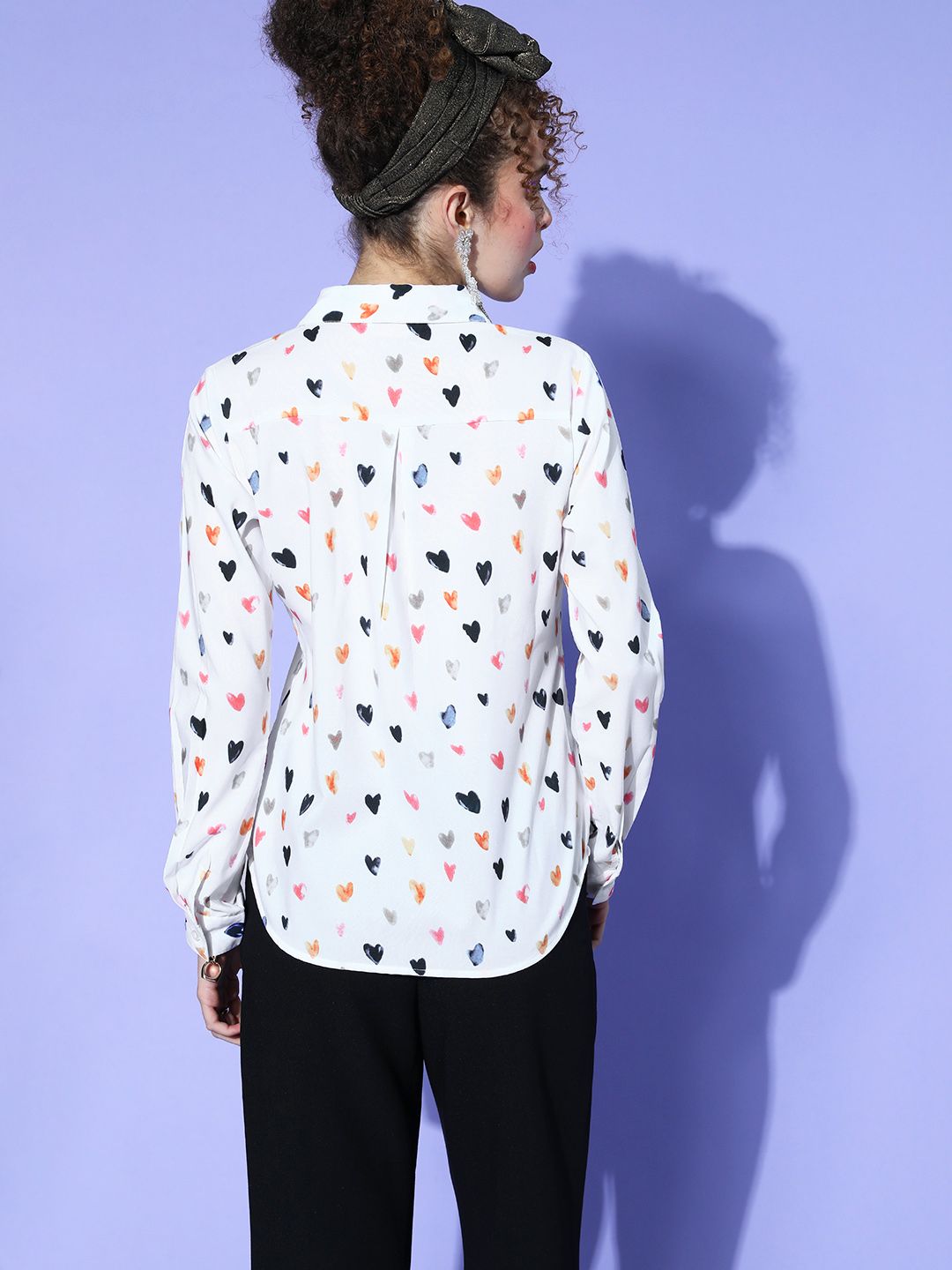 Berrylush Women Pretty White Conversational Zoom Friendly Collar Shirt