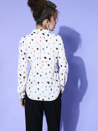 Berrylush Women Pretty White Conversational Zoom Friendly Collar Shirt