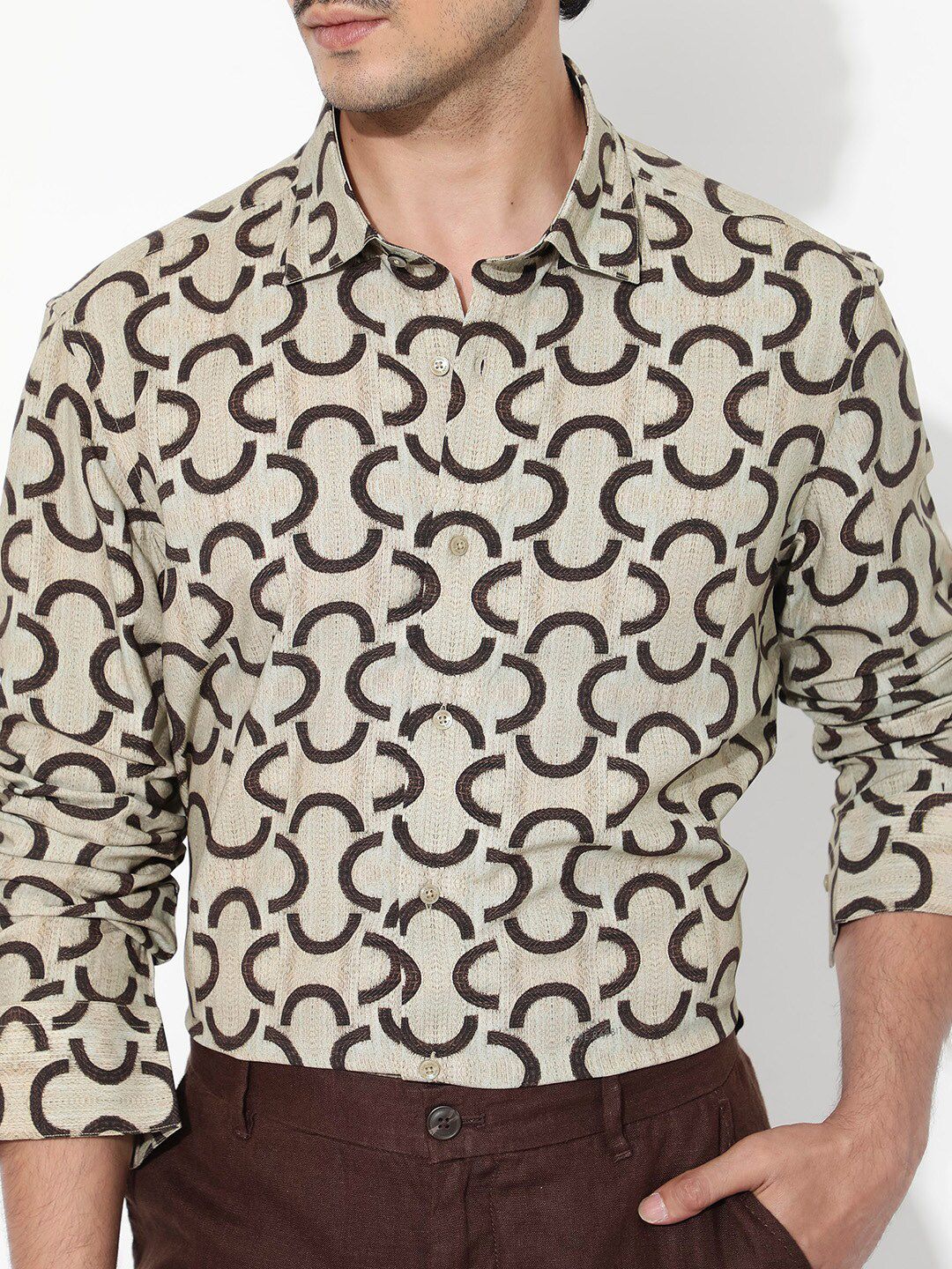 RARE RABBIT Men Cason Regular Fit Abstract Printed Opaque Shirt