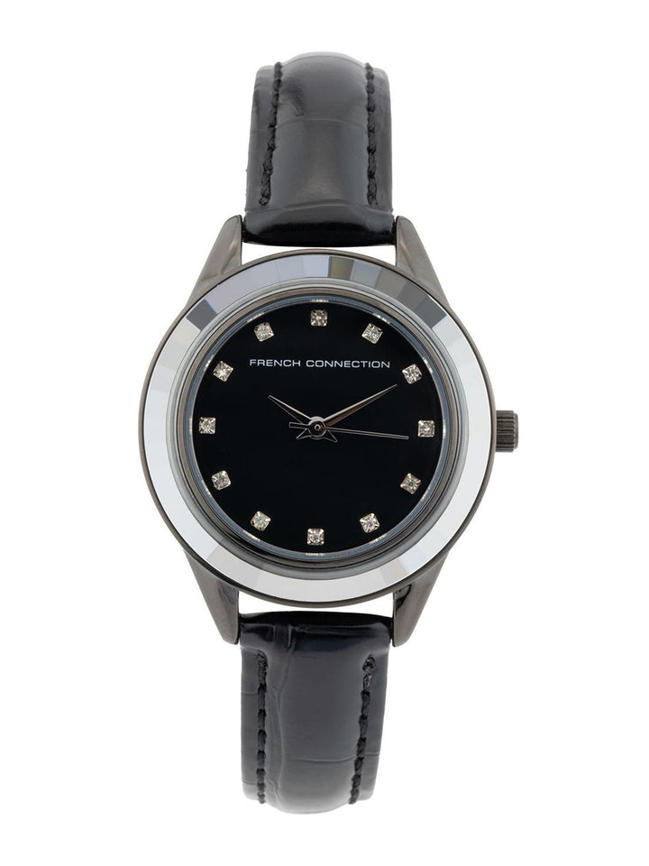Sambungan Perancis Wanita Dail & Kulit Tali Dail Analog Watch FCB5BL-B