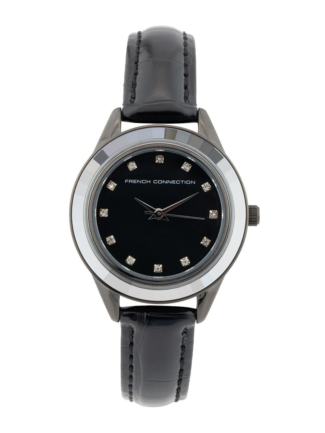 Sambungan Perancis Wanita Dail & Kulit Tali Dail Analog Watch FCB5BL-B
