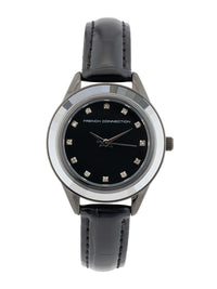 Sambungan Perancis Wanita Dail & Kulit Tali Dail Analog Watch FCB5BL-B