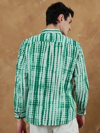 DENNISON Men Green Regular Fit Faded Printed Casual Shirt
