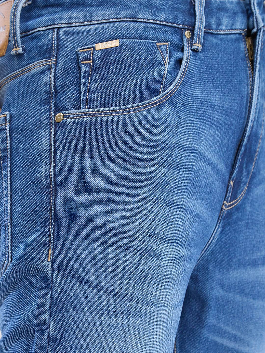 SPYKAR Men Slim Fit Mid Rise Light Fade Clean Look Stretchable Jeans