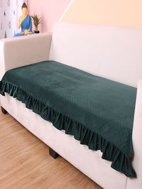 STITCHNEST Green Self Design 1 Seater Sofa Cover