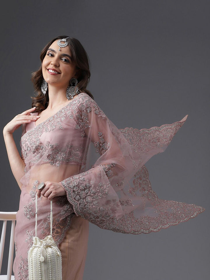 Saree Jaring Bersulam Bunga Kasee Rekaan Tenunan