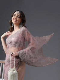 Saree Jaring Bersulam Bunga Kasee Rekaan Tenunan