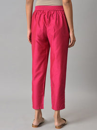 W Women Pink Solid Slim Fit Trouser