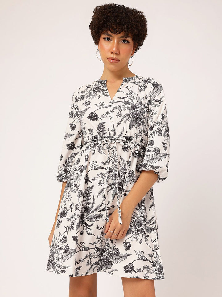 DressBerry Vintage Floral Printed A-line Dress