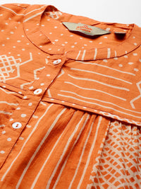 Anouk Women Printed Pure Cotton Straight Kurta with Palazzos