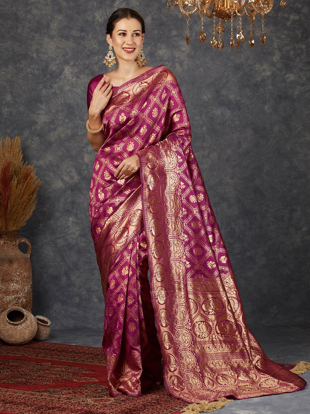KALINI Ethnic Motifs Zari Banarasi Saree