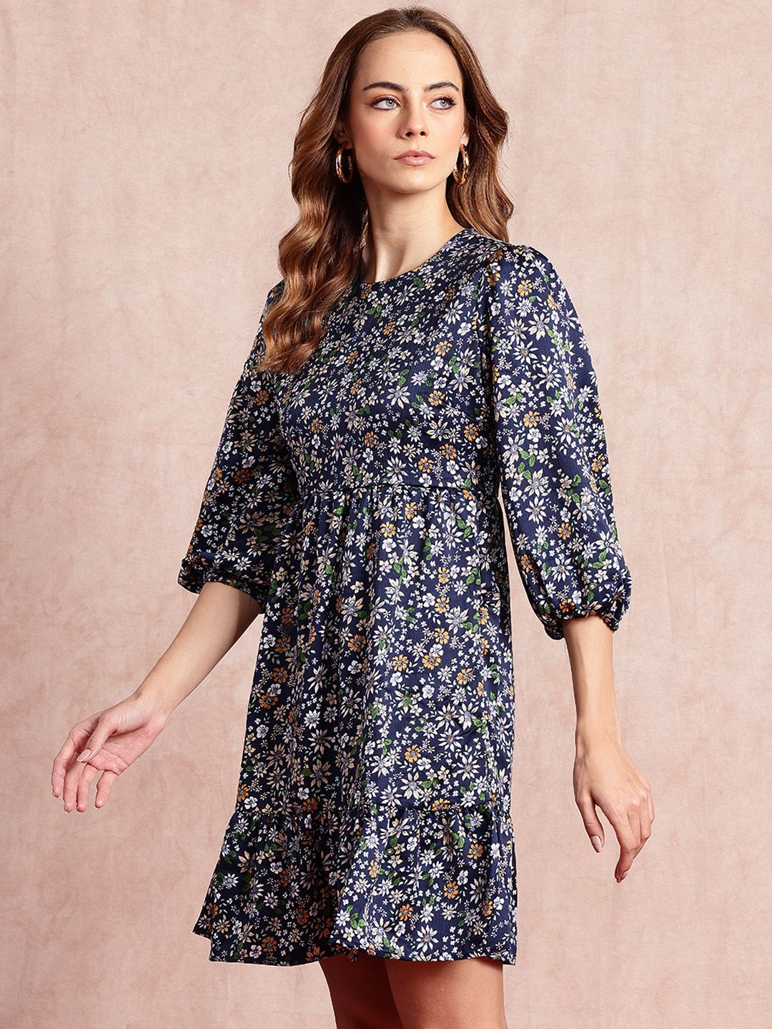 all about you Floral Print Puff Sleeve A-Line Mini Dress