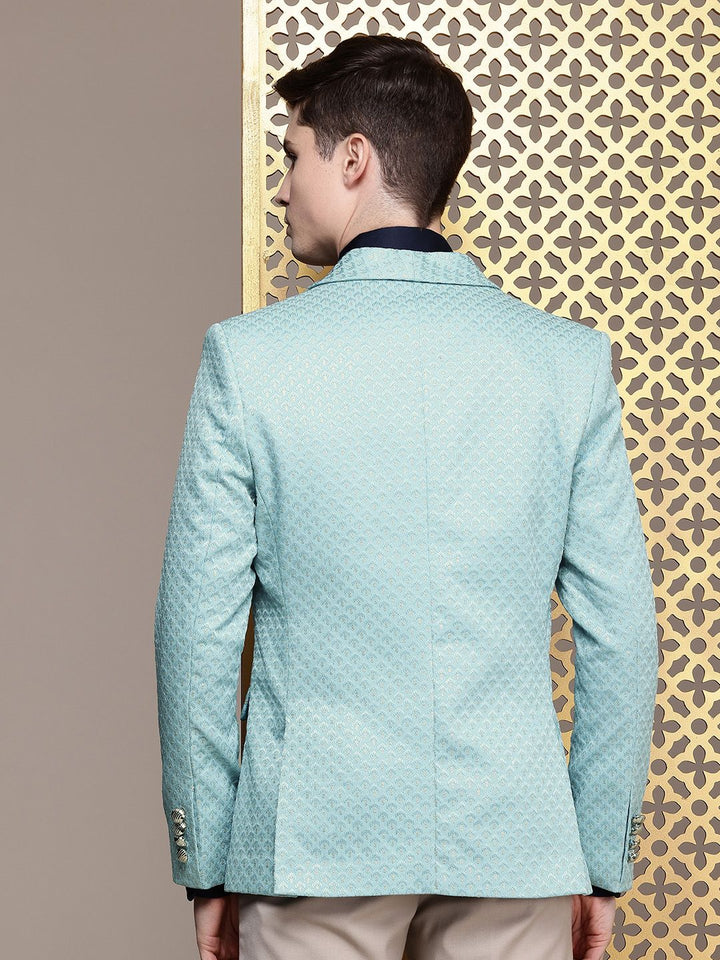 House of Pataudi Shawl Collar Single-Breasted Embellished Blazer
