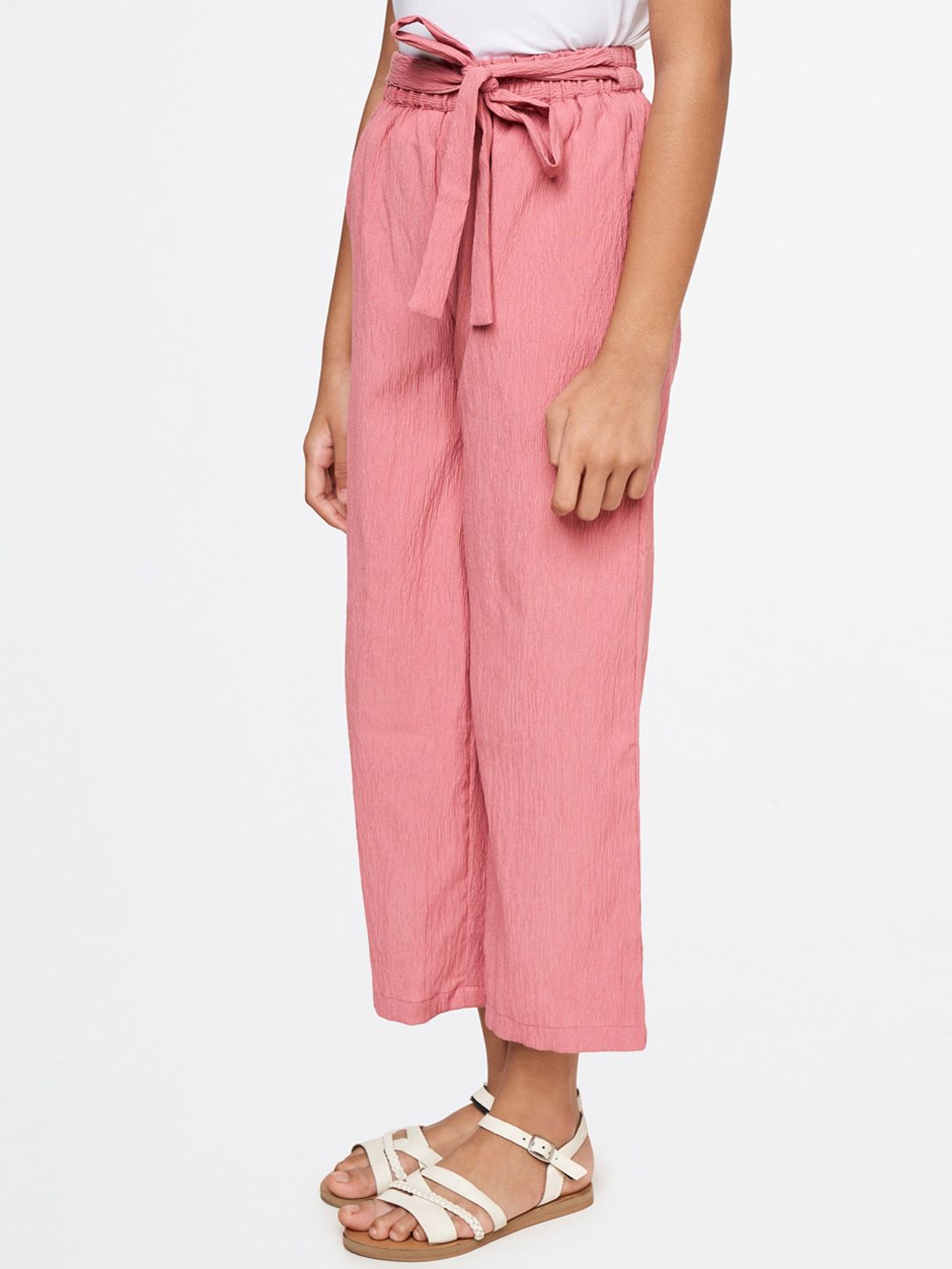 Global Desi Girls Peach-Coloured Straight Fit Trousers