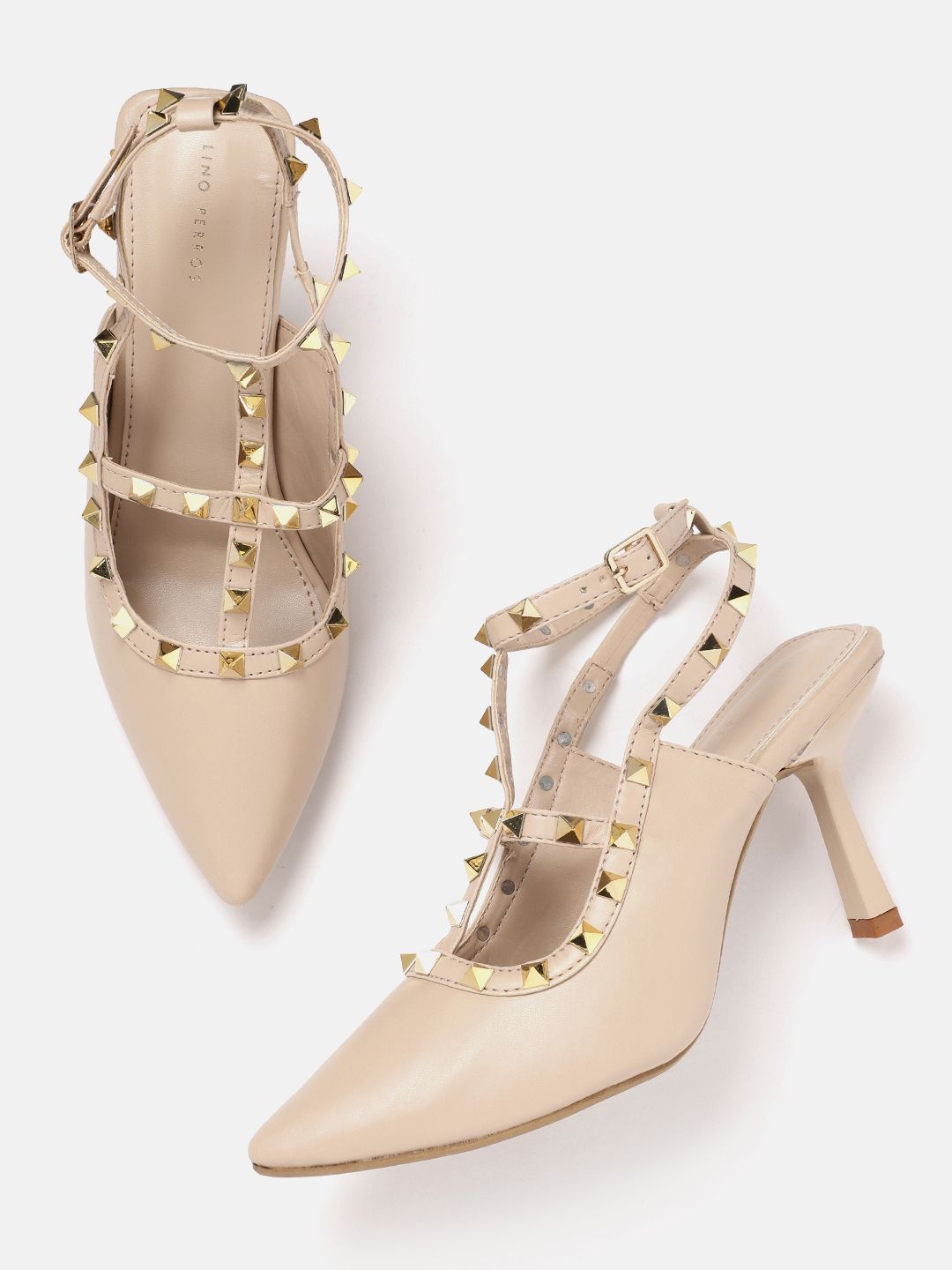Lino Perros Party Metallic Studded Slim Heeled Pumps