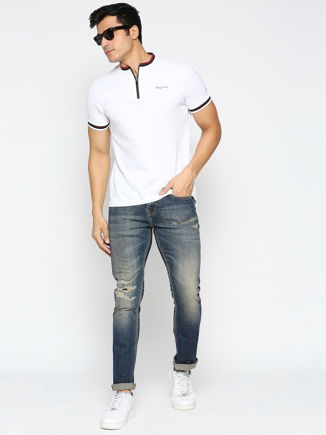 Being Human Men Mid-Rise Mildly Distressed Heavy Fade Jeans