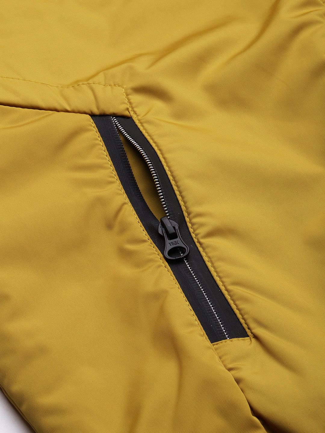 The Indian Garage Co Men Mustard Yellow Solid Bomber Jacket