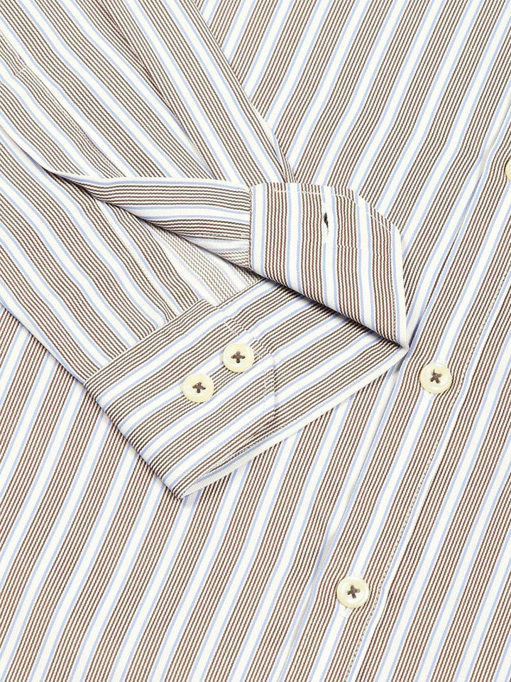 Thomas Scott Men Smart Fit Button-Down Collar Vertical Striped Cotton Formal Shirt