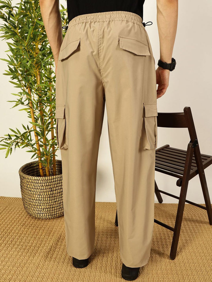 Thomas Scott Men Smart Loose Fit Easy Wash Cargos Trousers