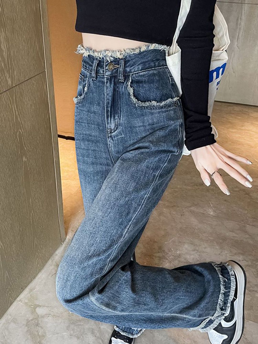 DressBerry Women Wide Leg High-Rise Light Fade Denim Jeans