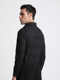 THE BEAR HOUSE Slim Fit Horizontal Stripes Pure Cotton Formal Shirt