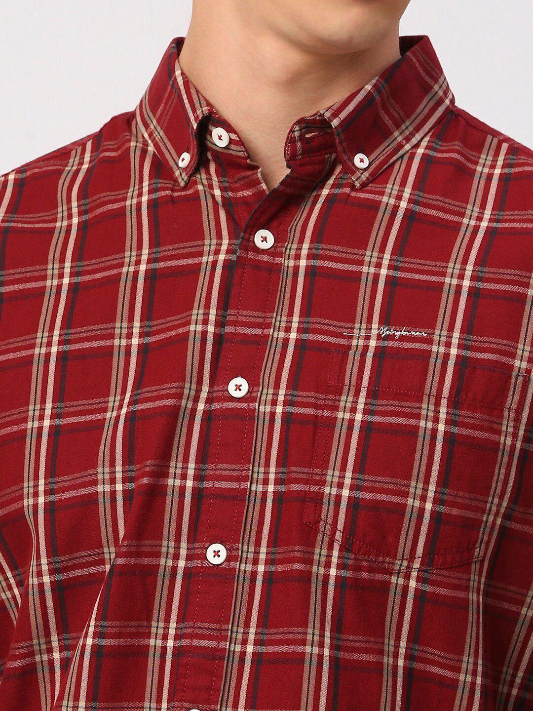 Being Human Men Slim Fit Button-Down Collar Tartan Checks Opaque Checked Casual Shirt